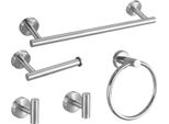 Inf Set Di Porta Asciugamani Da Bagno In Acciaio Inox A 5 Pezzi - Design Forato Per Bagni Moderni D'argento