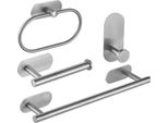 Inf Set Di 4 Appendiabiti Da Bagno In Acciaio Inossidabile Senza Foratura D'argento