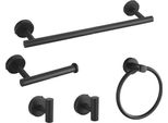 Inf Set Di Porta Asciugamani Da Bagno In Acciaio Inox A 5 Pezzi - Design Forato Per Bagni Moderni Nero