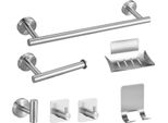 Inf Set Di 7 Pezzi Per Bagno In Acciaio Inox: Porta Asciugamani E Accessori D'argento
