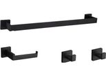 Inf Set Di Appendiabiti Da Bagno Quadrato A 4 Pezzi Da 60 Cm In Acciaio Inossidabile Nero