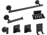 Inf Set Di 7 Pezzi Per Bagno In Acciaio Inox: Porta Asciugamani E Accessori Nero