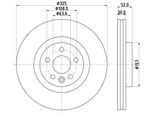 Hella 8DD 355 123-111 - Disco Freno Oe 6178610 Per E-Pace (X540), Discovery Sport (L550), Range Rover Evoque (L538)