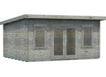 Gartenhaus PALMAKO "Lisa", grau, Fußboden im Gartenhaus, ohne Dacheindeckung, Massivholz, Gartenhäuser, Gartenhaus, 14,2 m², mit Fußboden im Gartenhaus