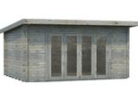 Gartenhaus PALMAKO "Lea", grau, Fußboden im Gartenhaus, ohne Dacheindeckung, Massivholz, Gartenhäuser, Gartenhaus, 14,2 m², mit Fußboden im Gartenhaus