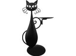 Inf Portacandela Gatto Nero - Ornamento Vintage In Metallo Per Decorazioni Casa