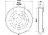 Hella 8DT 355 300-901 - Tamburo Del Freno Di Primo Equipaggiamento HRC2712 Per Freelander (L314)