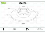 Valeo 186200 - Oe 4249 95 Disco Freno Per Saxo, Zx (N2), 106 Ii, 206 (2A/C), 206 (2E/K), 206 Sw (2E/K), 206 Van, 306, 405 Ii