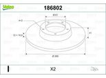 Valeo 186802 - Oe 402065345R Disco Freno, Asse Anteriore Per Logan, Sandero, Clio Ii, Logan I, Logan Ii, Sandero I (Bs), Twingo I (C06), Twingo Ii (CN0), Twingo Iii (Bc)