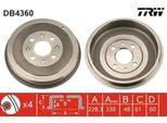 Trw DB4360 - Oe 55704058 Bremstrommel Per Punto, Corsa E (X15), Adam, Corsa D (S07)