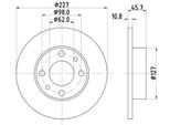Hella 8DD 355 100-361 - Oe 16500253 Disco Freno Per Panda, Uno