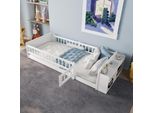 Letto Per Bambini Flieks 90X200Cm Con Porta, Letto In Legno Per Bambini Con Ripiano, Letto Singolo Per Bambini Con Protezione Anticaduta, Bianco