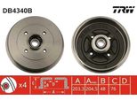 Trw DB4340B - Oe 43206 AX650 Tamburo Freno Con Cuscinetto Ruota Per Micra Iii (K12), Note (E11, NE11)