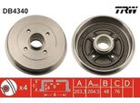 Trw DB4340 - Oe 43206 AX650 Tamburo Del Freno Per Micra Iii (K12), Note (E11, NE11)