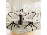Flieks Sedie Da Sala Da Pranzo Imbottite Set Di 4 Con Gambe In Ferro, Sedia Da Cucina Sedia Da Pranzo Sedia Da Soggiorno Girevole A 360°, Sedia Girevole In Velluto, Beige