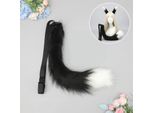 Inf Coda Di Volpe Peluche, Accessorio Cosplay Di Coda Di Volpe Coccolosa Nero Bianco