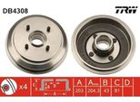 Trw DB4308 - Tamburo Del Freno Oe 1416191 Per Fiesta Iv, Fiesta V, Fusion, 2 (Dy)