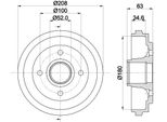Hella 8DT 355 300-381 - Oe 432004A00A Tamburo Del Freno Con Mozzo Ruota Per Pixo (UA0), Agila A
