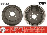 Trw DB4229 - Tamburo Freno Oe 90495034 Per Astra G, Combo, Combo (71), Combo Tour, Vectra B (J96)