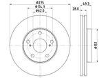 Hella 8DD 355 104-931 - Disco Freno Oe 4351206020 Per Avensis Verso (M2), Camry (V1), Camry (V2), Camry (V3), Previa (R3)