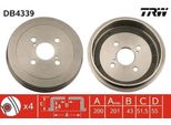 Trw DB4339 - Oe 42431 0D010 Tamburo Del Freno Per Yaris (P1)