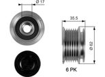 Gates OAP7044 - Puleggia Alternatore Oe 06B903119B Per A3 (8P), A4 (8D), A4 (8E), A4 (8H), A6 (4B), A6 (4F), Tt (8J), Alhambra (710, 711), Altea (5P), Exeo (3R), Leon (1P1), Toledo Iii (5P2), Octavia Ii (1Z), Superb Ii (3T), Yeti (5L), Maggiolino (5C), Cc (358), Eos (1F), Golf V (1K), Golf Vi, Jetta Iii (1K2), Jetta Iv, Passat (365, 362), Passat (3C), Passat Cc (357), Scirocco, Sharan (7N), Tiguan