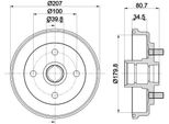 Hella 8DT 355 302-061 - Oe 4204310010 Tamburo Del Freno Con Mozzo Ruota Per Starlet (P9)