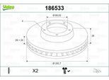 Valeo 186533 - Disco Freno Oe 4246 L8, Asse Anteriore Per 406