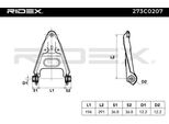 Ridex 273C0207 - Braccio Di Controllo Oe 7001V004 Per Cabrio (450), City-Coupe (450), Crossblade (450), Fortwo Cabrio (450), Fortwo Cabrio (451), Fortwo (450), Fortwo (451), Roadster (452)