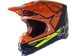 Casco Supertech S-M8 Factory, Alpinestars (Blu Scuro/Arancio/Giallo Fluo Lucido, Taglia 2XL)