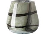 Tischvase FINK MARLY, grün (hellgrün, schwarz), H:17cm Ø:18,5cm, Glas, Vasen, Dekovase, Blumenvase, Windlicht, Vase aus Glas