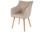 Esszimmerstuhl Vaasa T382, Stuhl KüChenstuhl, Retro 50Er Jahre Design ~ Textil, Creme/Grau