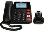 Fysic FX3960 - 'Schnurgebundenes Telefon mit Anrufbeantworter und kabellosem SOS Alarmsender, Schwarz