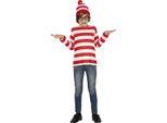 Fiaba Avventuriero Camicia A Righe Rosso Bianco Berretto Occhiali Costume Carnevale Bambini Fasching, Taglia: 140/146 Colore: Bianco