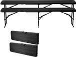 Succebuy Panca Portatile Da Squadra Panca Da Campeggio 182 Cm, Panca Pieghevole Per Picnic, Feste, Campeggio E Pranzo, Panca Da Birra In Hdpe (Capacità Di Carico: 150 Kg Per Seduta), 2 Pezzi Con Borse Per Il Trasporto, Nero
