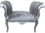 Casa Padrino Sgabello Barocco Sgabello Grigio / Argento - Panchina