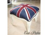 Casa Padrino Sgabello Barocco Union Jack / Crema - Sgabello Bandiera Inglese Stile Antico Inghilterra