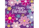 Tovaglioli Happy Birthday Con Fiori 16 Pezzi Colorati - Taglia Unica