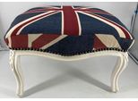 Casa Padrino Sgabello Barocco Union Jack / Bianco - Sgabello Antico Fatto A Mano In Stile Xxl Con Bandiera Inglese - Mobili Barocchi