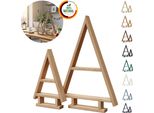 Floranica Albero Di Natale In Legno Fatto A Mano Set Da 2 - Non Trattato, Decorazione Natalizia Da Tavolo, Espositore Decorativo Per Natale Ornamento