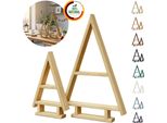 Floranica Albero Di Natale In Legno Fatto A Mano Set Da 2 - Naturale, Decorazione Natalizia Da Tavolo, Espositore Decorativo Per Natale Ornamento