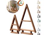 Floranica Albero Di Natale In Legno Fatto A Mano Set Da 2 - Marrone, Decorazione Natalizia Da Tavolo, Espositore Decorativo Per Natale Ornamento