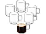 Wilmax | Bicchieri Da Tè E Caffè Con Manico | Set Di 6 | 100 Ml | Bicchieri Per Bevande Calde E Fredde | Tazze Da Caffè | Bicchieri Da Vin Brulé | Bicchieri Da Succo Di Frutta | Bicchieri Da Acqua