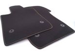 Tappetini Adatti Per Vw T7 Multivan & California (Cuciture Decorative Marroni) Tappetini In Velluto Premium Tappetini Per Auto Attacco Originale Nero 2 Pezzi Anteriori