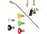 Rosfix Set Con 5 Ugelli Ad Attacco Rapido Per Idropulitrici (0°, 15°, 25°, 40°, 60°) + Lancia Per Idropulitrice 1/4” 34Cm Curva 30°