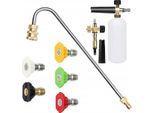 Rosfix Set Con 5 Ugelli Ad Attacco Rapido Per Idropulitrici (0°, 15°, 25°, 40°, 60°) + Lancia Per Idropulitrici 1/4” 34Cm Tipo U + Pistola Schiuma