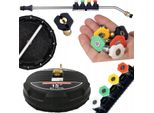 Rosfix Spazzola Cubica Professional T-Racer Da 15” Con Attacco Rapido Da 1/4” + Lancia Per Idropulitrice Da 1/4” Piegata A 15° Con Set Di 5 Ugelli E I