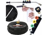 Rosfix Set T-Racer 15” Surface Cleaner + Lancia 1/4” 15° + 5 Ugelli + Spruzzatore Schiuma 1000Ml – Per Idropulitrici, 160 Bar, 60°C