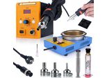 Rosfix Stazione Di Saldatura Set 858D – Stazione Ad Aria Calda 700W Con Controllo Della Temperatura 100 – 500°C + Crogiolo Di Saldatura 350W + Flusso