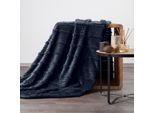 Eurofirany | Coperta Accogliente - Coperta - Coperta Blu Scuro - 150 X 200 Cm - Con Struttura A Righe 3D